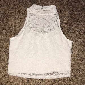 White lace crop top